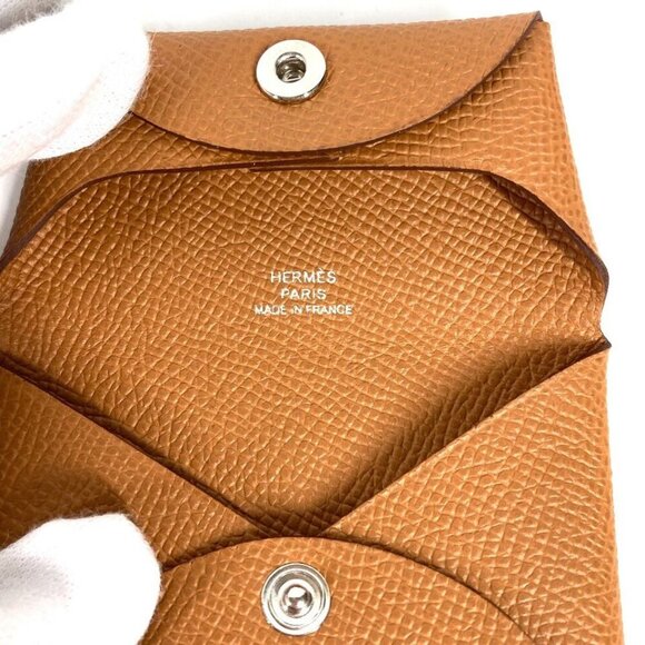 HERMES Bastia Wallet Coin Compartment coin purse Epsom Gold Unused - Picture 6 of 16